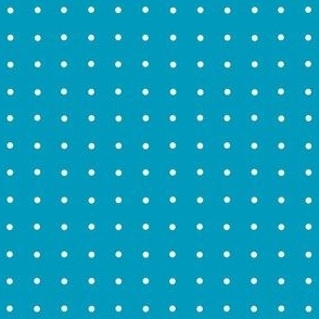 Classic Small White Dots on Bold Teal Blue Background, Geometric White Swiss Polka Dots