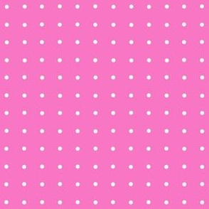 Classic Small White Dots on Bold Fuchsia Pink Background, Geometric White Swiss Polka Dots