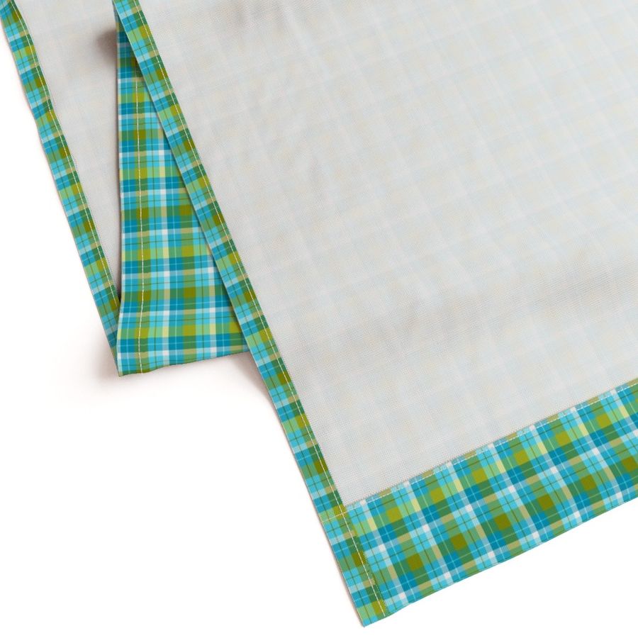 Teal Blue, Green and Yellow Plaid Tartan, Large Plaid