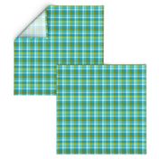 Teal Blue, Green and Yellow Plaid Tartan, Large Plaid