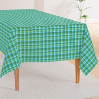 Teal Blue, Green and Yellow Plaid Tartan, Large Plaid