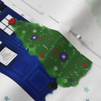 Winter Police Box Christmas Trees and Stars