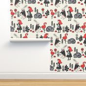 alice and white rabbit // cheshire cat illustration pattern fairy tale pattern