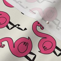 wonderland flamingos // pink and cream tropical bird fabric illustration fairy tale print
