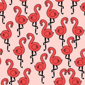 wonderland flamingo // pink and red alice in wonderland coordinating fairytale illustration pattern print