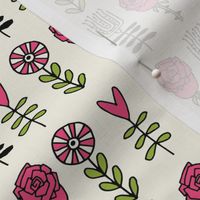 wonderland roses // pink heart pink roses flowers queen of hearts fairy tale fabric pattern