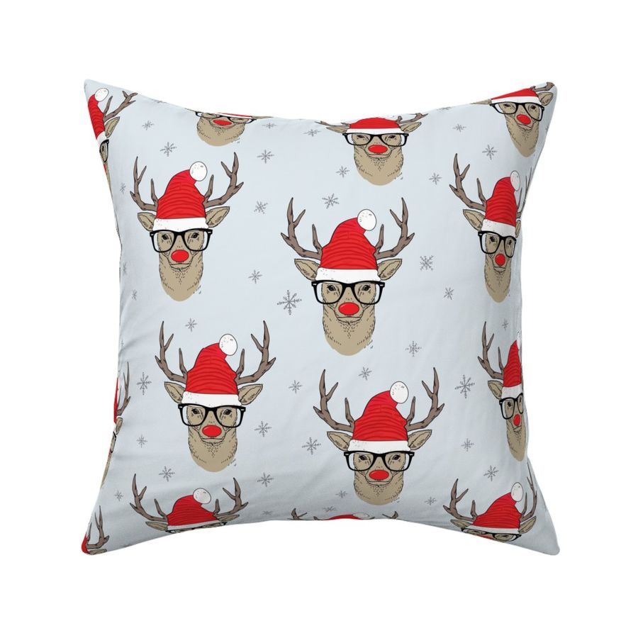 Hipster Rudolf with snowflake Fabric | Spoonflower