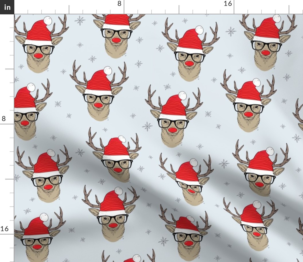 Hipster Rudolf with snowflake