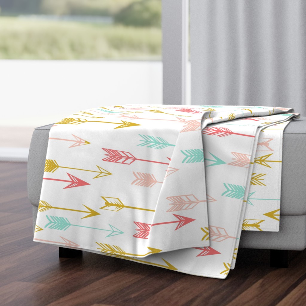 arrows // coral pink mint yellow baby nursery kids 
