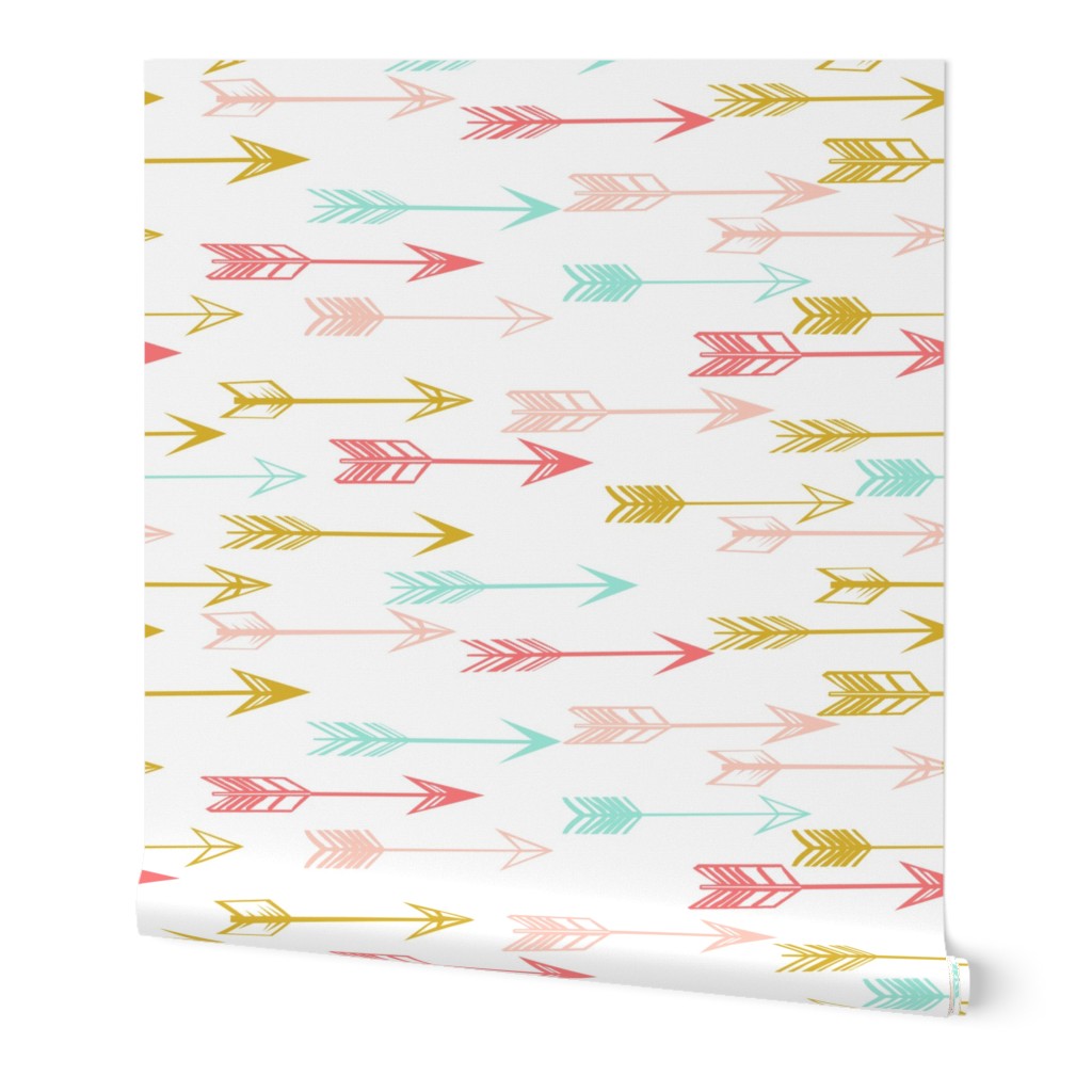 arrows // coral pink mint yellow baby nursery kids 