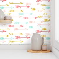 arrows // coral pink mint yellow baby nursery kids 