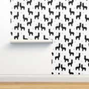 alpaca // black and white kids nursery baby llamas triangles 