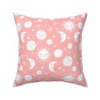 sun moon stars // pink kids room pastel little girls constellations kids print