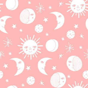 sun moon stars // pink kids room pastel little girls constellations kids print