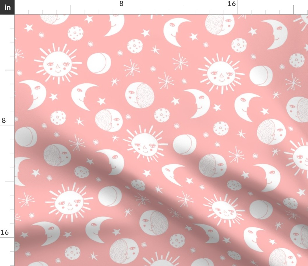 sun moon stars // pink kids room pastel little girls constellations kids print