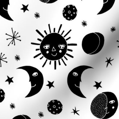 Moon // black and white moon stars night sky black and white 