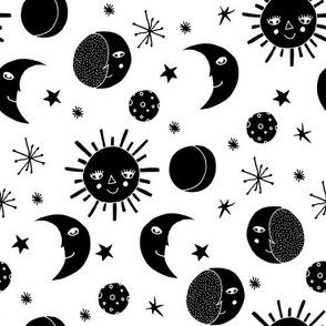 Moon // black and white moon stars night sky black and white 