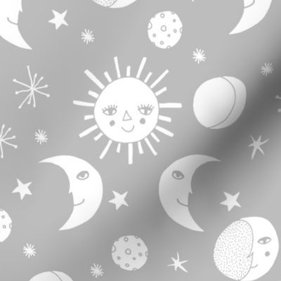 sun moon stars // grey kids nursery monochrome minimal baby kids design