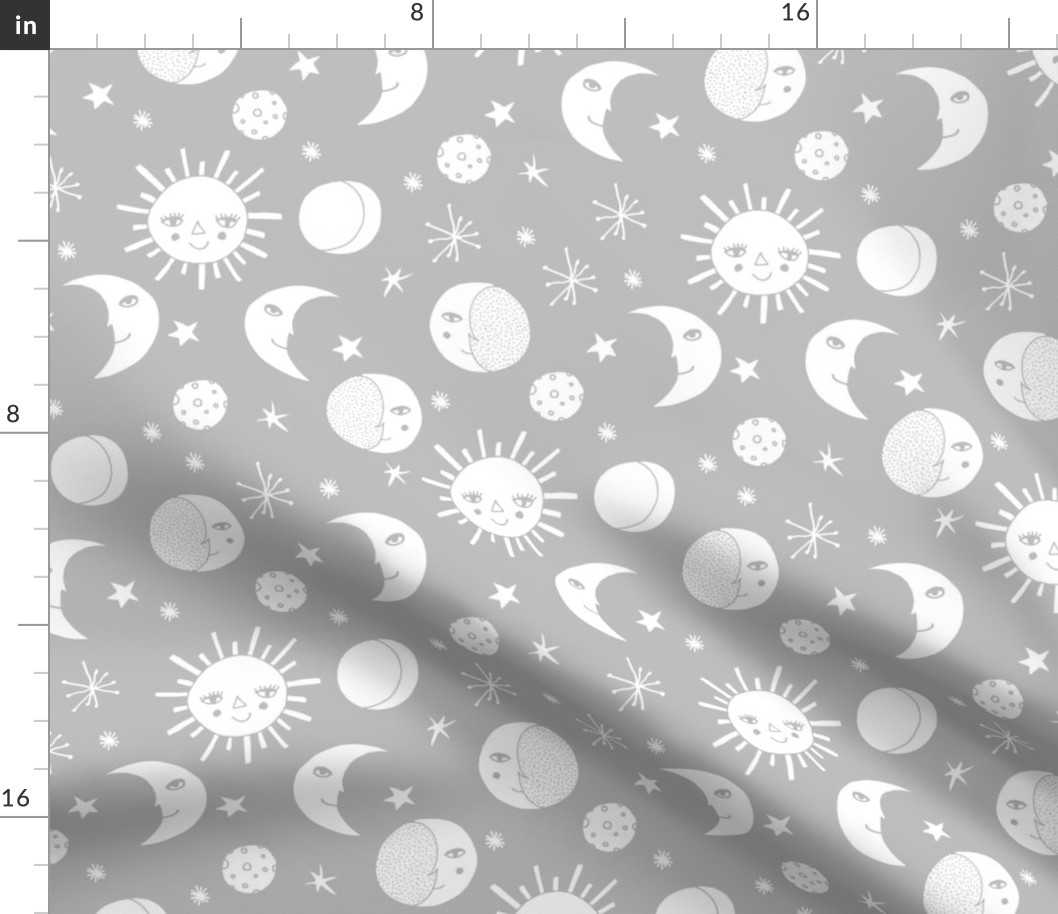 sun moon stars // grey kids nursery monochrome minimal baby kids design