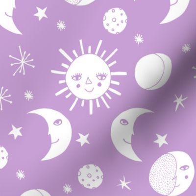 sun moon stars // lilac purple lavender girls sweet purple girls room 