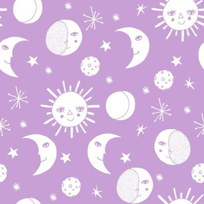 sun moon stars // lilac purple lavender girls sweet purple girls room 