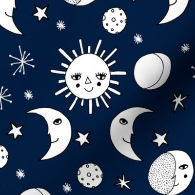 sun moon stars // navy blue kids nursery kids room sweet little girls night sky constellations