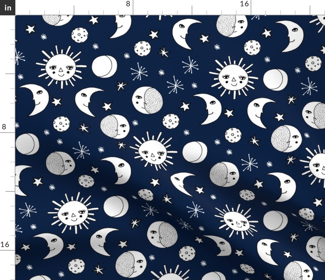 sun moon stars // navy blue kids nursery kids room sweet little girls night sky constellations