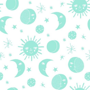 sun moon stars // bright mint kids nursery baby constellations