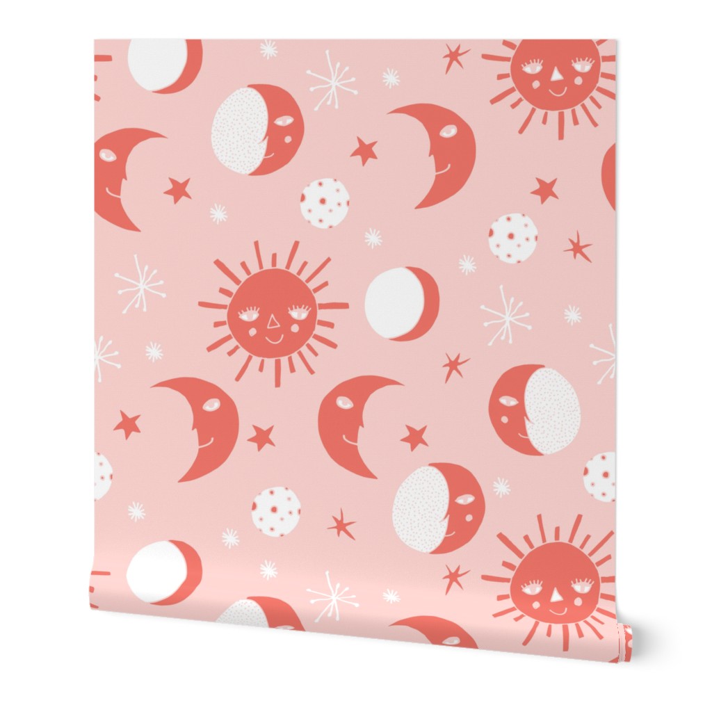 sun moon stars // pink persimmon stars astrology girls pink 