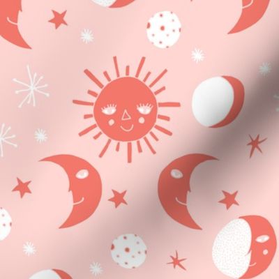 sun moon stars // pink persimmon stars astrology girls pink 
