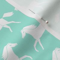horses // running horses mint and white girly pastel horse illustration for girls room 