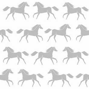 horses // running horses grey slate grey monochrome girls cowgirl illustration