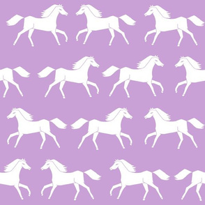 horses // purple pastel girly print horse little girls illustration pattern