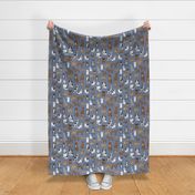 happy dogs // stonewash blue pets fabric pug boston terrier cute pets design