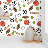 sports // gender neutral hand drawn basketball baseball soccer sports print