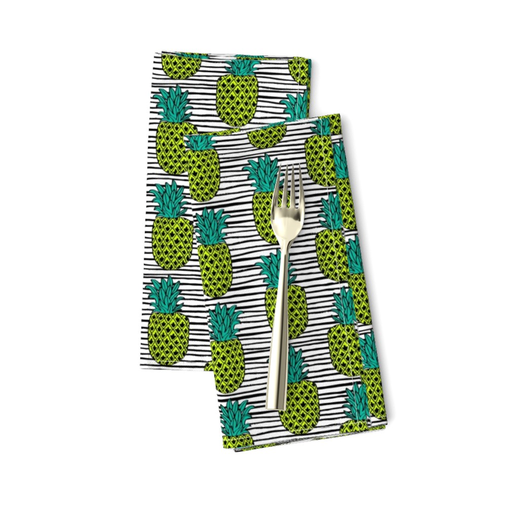 pineapple // summer exotic tropical black and white stripes trendy pineapple fruit