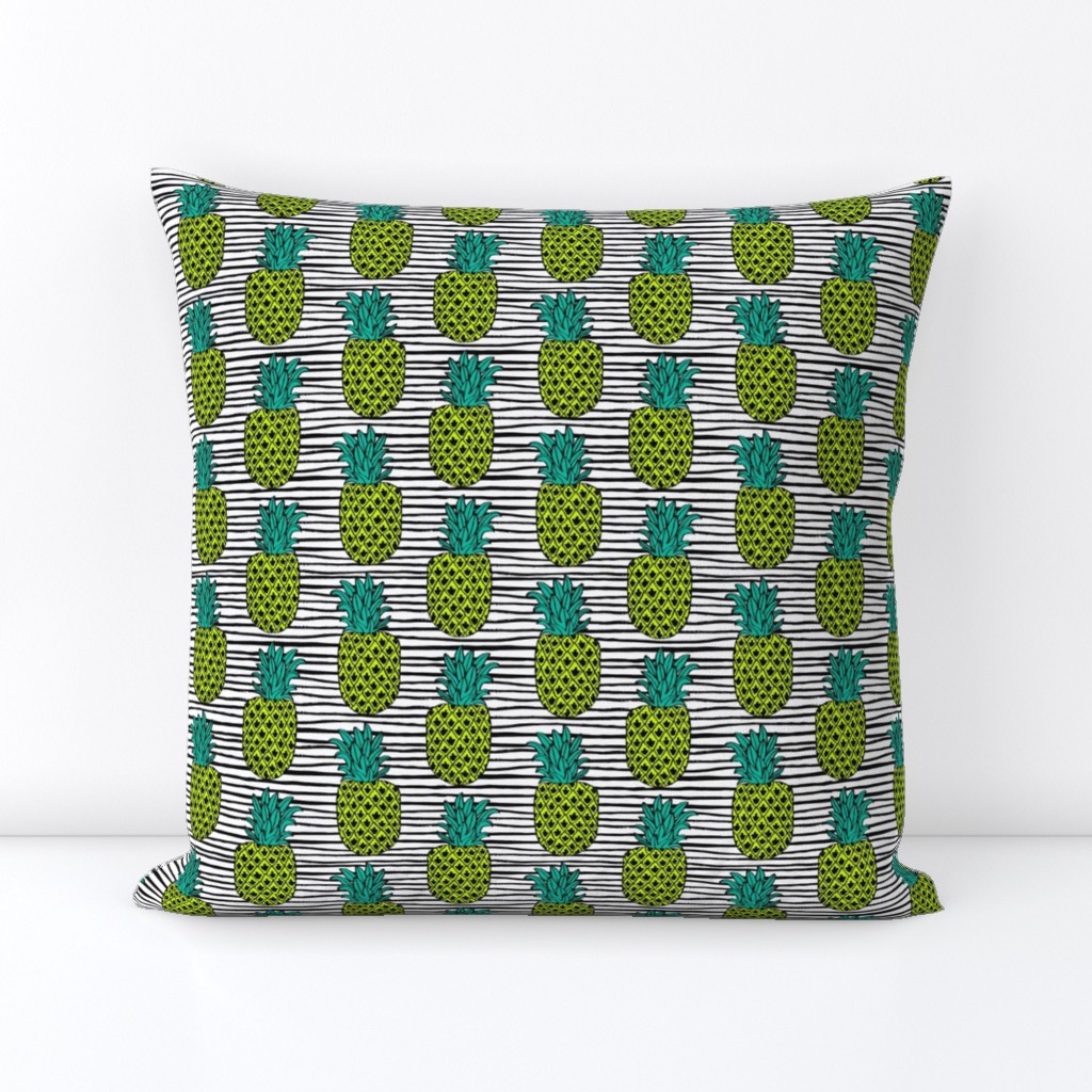 pineapple // summer exotic tropical black and white stripes trendy pineapple fruit