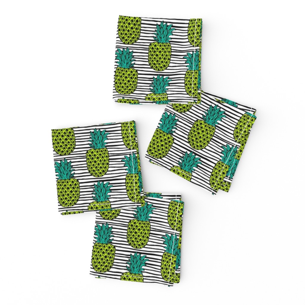 pineapple // summer exotic tropical black and white stripes trendy pineapple fruit