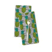 pineapple // summer exotic tropical black and white stripes trendy pineapple fruit