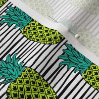 pineapple // summer exotic tropical black and white stripes trendy pineapple fruit