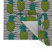 pineapple // summer exotic tropical black and white stripes trendy pineapple fruit