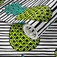 pineapple // summer exotic tropical black and white stripes trendy pineapple fruit