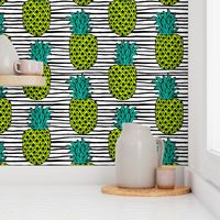 pineapple // summer exotic tropical black and white stripes trendy pineapple fruit