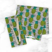 pineapple // summer exotic tropical black and white stripes trendy pineapple fruit