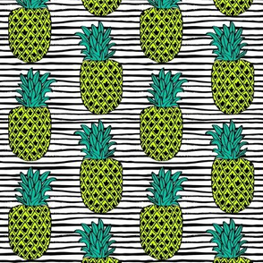 pineapple // summer exotic tropical black and white stripes trendy pineapple fruit