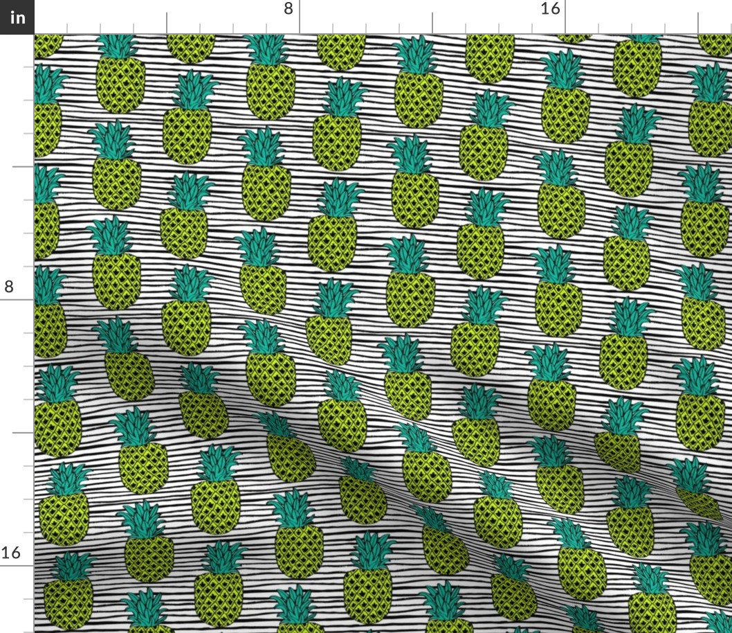 pineapple // summer exotic tropical black and white stripes trendy pineapple fruit