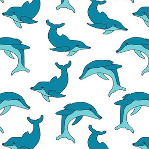 dolphin // blue summer ocean tropical animals print