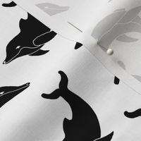 dolphins // black and white dolphin summer ocean animal kids nursery cute dolphin print