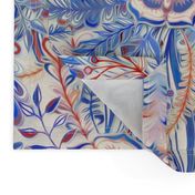 Boho Flower Burst in Red and Blue