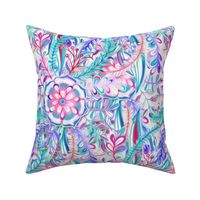 Boho Flower Burst in Pink, Teal and Blue